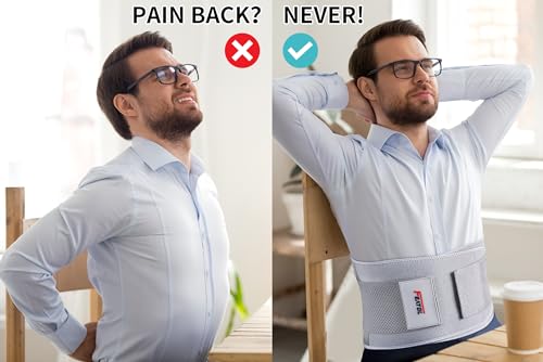 FEATOL Back Brace for Women & Men, Lower Back, Sciatica Pain Relief - color: Gray, size: Small/Medium (24.4"-29.8")