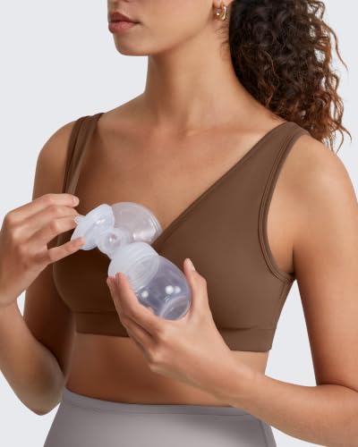G4Free BareFeel Maternity Bra Wireless Nursing for Breastfeeding V Neck - color: Dark Coffee, size: X-Small