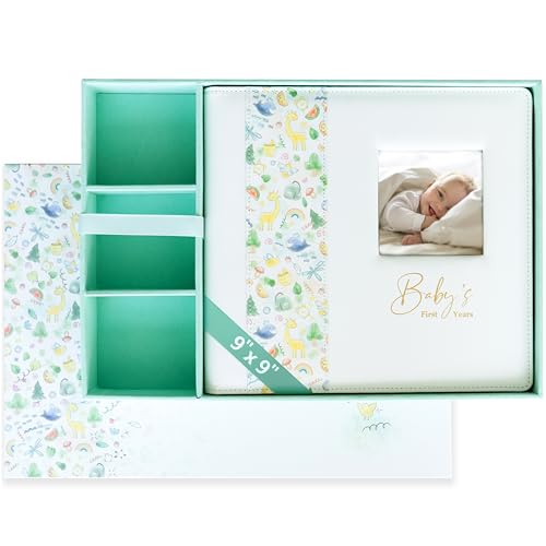 Keepsake Baby Memory Book With Box - Timeless Leather-Bound Milestone Book | Photo Memory Box to Record Baby Shower to Age 5 - Beautiful Gift for Girls and Boys - style: Baby Book with Keepsake Box