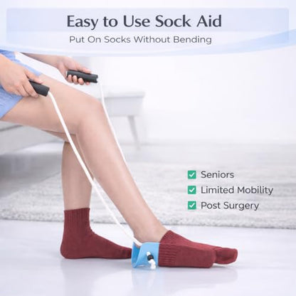 4-in-1 Sock Aid Kit for Seniors - Sock Remover, Leg Lifter & Car Handle