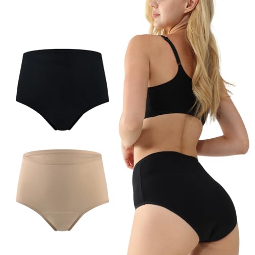BATTEWA Incontinence Underwear for Women Leakproof Bladder Control Briefs - color: Black-beige, size: Medium