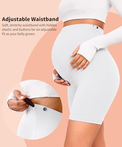 VALANDY Creamlush 4 Pack Maternity Shorts Over the Belly 5"/8" - color: 5 Inch - Black/Dark Grey/Light Grey/White, size: Large