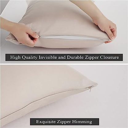 100% Egyptian Cotton Body Pillow Cover Long Pillow Case 600 Thread Count - color: Light Beige, size: Body 1Pack