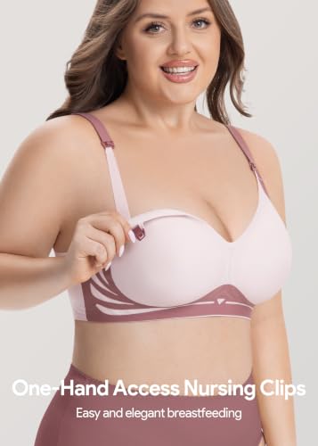 HBselect Nursing Bras for Breastfeeding 3 Pack Women Maternity Jelly Bras - color: C: 3pack(black/Dusty Pink/Gray Blue), size: Medium