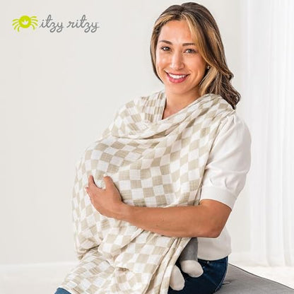 Itzy Ritzy Breastfeeding Boss Multi-Use Baby Wrap & Cover (Checkerboard) - color: Checkerboard, size: 47" x 47"