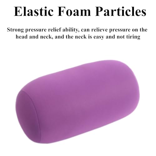 Microbead Bolster Pillow, 2 Pack Cylindrical Neck Roll Pillow, Soft Squishy Tube Cushion for Neck, Back, Lumbar Support, Office Napping, Travel, Home, Pink & Purple