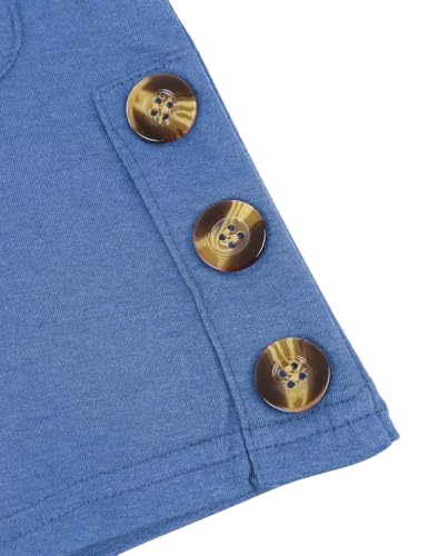 Poetsky Womens Tunic Tops for Leggings with Pockets Side Buttons Batwing Long Sleeve Casual Long Tee Shrits Fall Clothes - color: Navy Blue, size: Medium