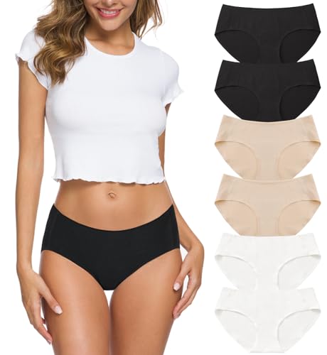Wealurre Cotton Bikini Women's Breathable Panties Seamless Comfort Underwear - color: B2/W2/A2, size: X-Large