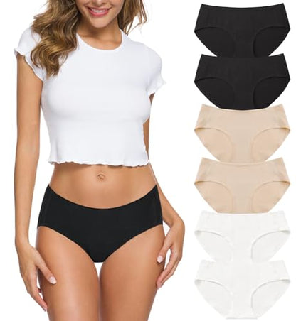 Wealurre Cotton Bikini Women's Breathable Panties Seamless Comfort Underwear - color: B2/W2/A2, size: X-Large