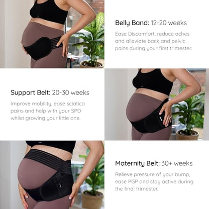 BABYGO 4 in 1 Pregnancy Support Belt, Maternity Band - color: Black, size: Large