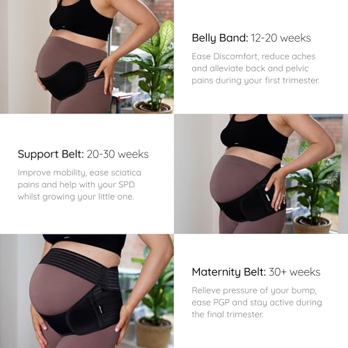 BABYGO 4 in 1 Pregnancy Belly Band, Maternity Support Belt - color: Black, size: Small