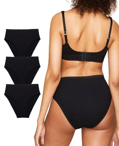 Subset Women's Organic Cotton High-Rise Brief, Knickey Underwear, 3-Pack - color: Carbon, size: X-Small
