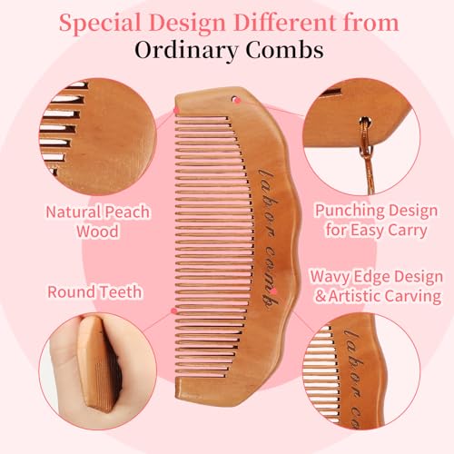 Rectangular Labor Comb - Wooden Pregnancy Essential for New Mom Gifts - color: 2 Pack-Rectangular