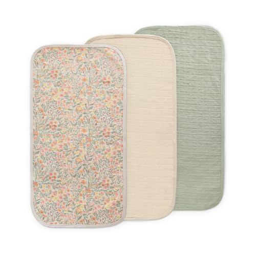 mushie Water Repellent Changing Pad Liners | Cotton (Pastel Blooms Combo) - color: Pastel Blooms Combo