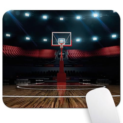 Professional Basketball Arena Mouse Pad, Empty Indoor Stadium Desk Mat - color: Custom Designs Art 038