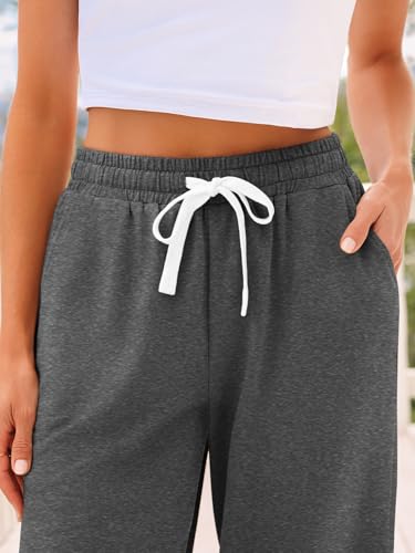 AUTOMET Women's High Waisted Lounge Sweatpants Jogger Pants with Pockets - color: Dark Grey, size: Medium