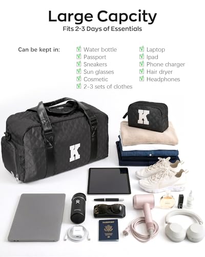 Womens Birthday Gifts, Initial Travel Duffel Bag, 20th 21st Birthday Gifts - color: off whtie, style: N
