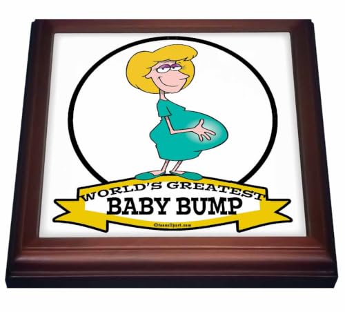 3dRose Funny Worlds Greatest Baby Bump Women Pregnancy Humor Cartoon 8x8 Trivet with 6x6 Ceramic Tile