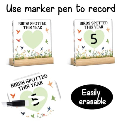 Nature Lover Gift, Birdwatching Log Bird Tracking Sign with Markers - color: Birds
