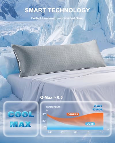 YZ HOME Cooling Body Pillow for Adults,Cold Touch Fabric(Dark Grey,20"x54") - color: Dark Grey