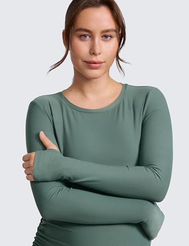 CRZ YOGA Maternity Side Ruched Tops - color: Graphite Green, size: Small