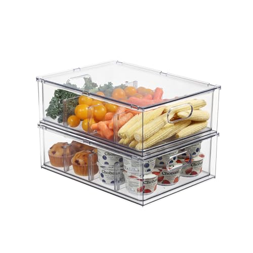Fridge Organizers and Storage Pull Out Drawer, 2 Large - size: 2 Large