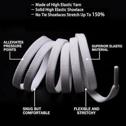 anan520 Flat Shoe Laces for Sneakers Elastic Shoe Laces Athletic Shoelaces - color: 1white, size: 27 inches