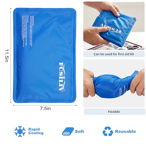Reusable Ice Packs for Injuries - Flexible Ice Pack for Injuries - Gel Cold Pack Stays Soft When Frozen for Shoulder, Knee, Ankle, Back Pain Relief, Swelling & Bruises - 7.5"x11.5"