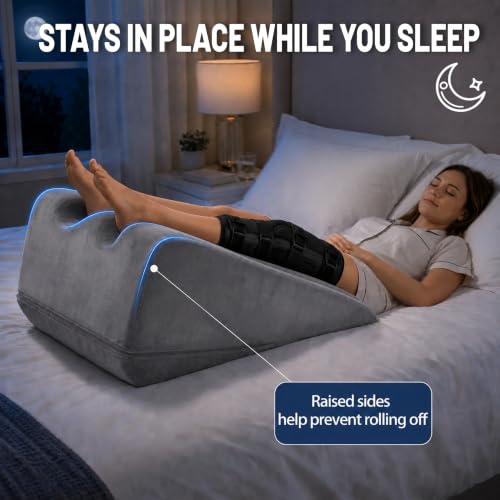 Leg Elevation Pillow for After Surgery, Firm Foam Knee Wedge, Double Leg - color: Medium Gray(double Leg)