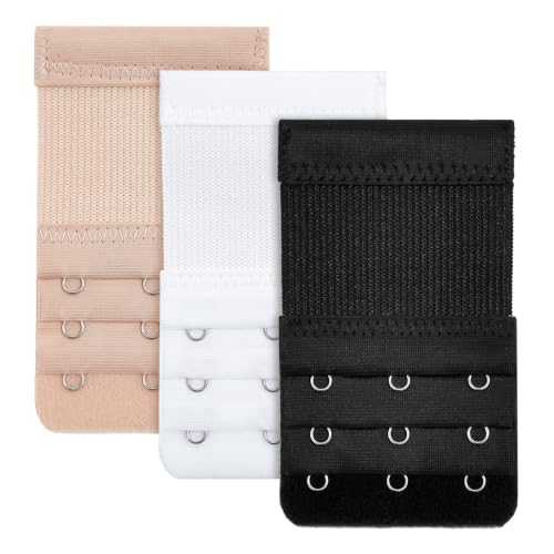 QIUTIMIY Women's Bra Extenders 2 Hooks & 3 Hooks & 4 Hook Bra Extensions Soft Comfortable Stretchy Back Bra Strap Extender - color: 3pcs-spacing 3/4inch-style 2