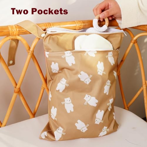 Waterproof Wet Dry Bags with Two Zippered Pockets and Handle - color: Dandelion