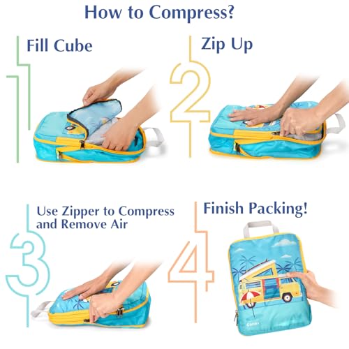 Gonex 4-Piece Compression Packing Cubes, Expandable Travel Organizers - color: RV, size: 4 Set