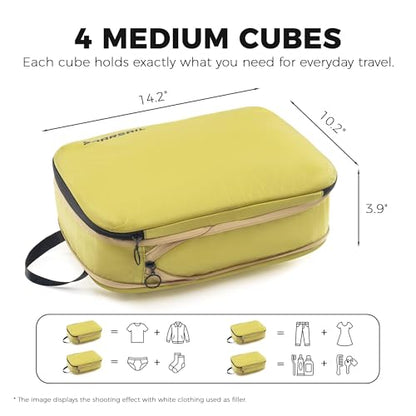 4 Pack Ultralight Compression Packing Cubes for Travel, Yellow - color: Yellow