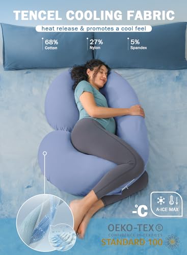 INSEN Cooling Pregnancy Pillow, Maternity Pillow for Pregnant Women, Bright Blue - color: Bright Blue