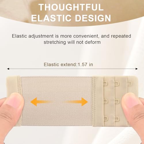 Meliya Women's Bra Extenders 3 Hook, Comfortable Soft Stretchy Back Bra Extension Strap - color: 3pack Skin Color