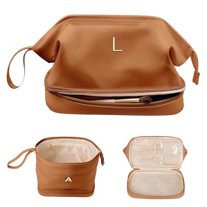 Women Gift Ideas, Personalized Makeup Bags, Monogrammed Gifts - color: Brown, style: L