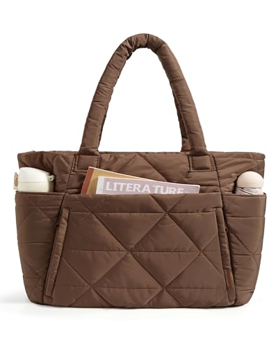 BAGSMART Tote Bag for Women, Puffer Tote Bag for Work Large Shoulder Bag - color: Coffee