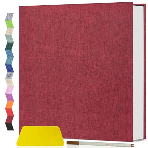 Popotop Photo Album Self Adhesive Scrapbook Album for 4x6 5x7 8x10 Pictures DIY Photo Book as Scrapbooking Supplies Kits, Birthday Gifts for Women Mom Wedding Baby Family Travel - color: Dark Red, size: 11.5"x10.4" 40pages
