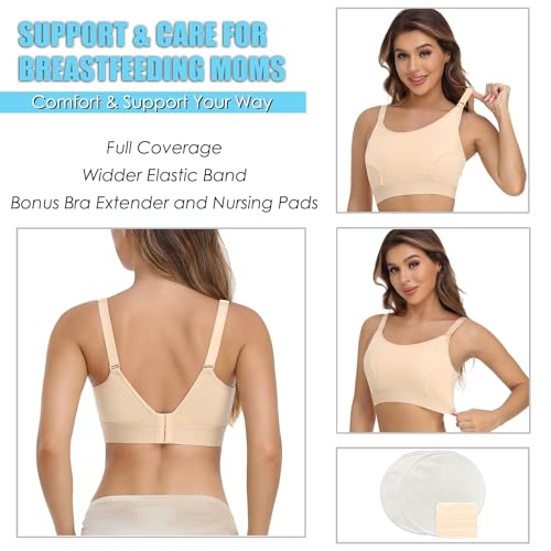 Hands Free Pumping Bra Hands-Free Breast Pump Bra Nursing Bras - color: Beige, size: Small