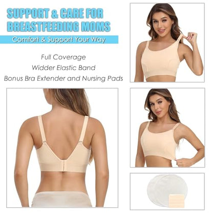 Hands Free Pumping Bra Hands-Free Breast Pump Bra Nursing Bras - color: Beige, size: Small