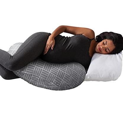 Boppy Cuddle Pregnancy Pillow, Compact Maternity Support for Side Sleepers - color: Gray Basket Weave
