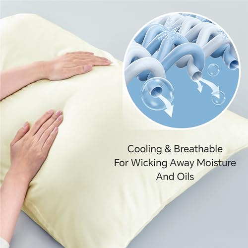 BEDELITE Cooling Pillow Cases Queen 2Pcs, Rayon Made from Bamboo, Cream - color: Cream, size: 2 Pack Queen（20"X 30"）