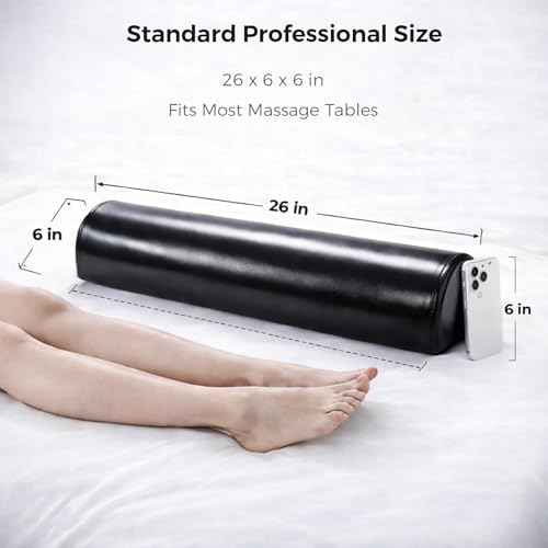 3/4 Round Massage Bolster Pillow, 26 x 6 x 6 in, PU & Cooling Covers