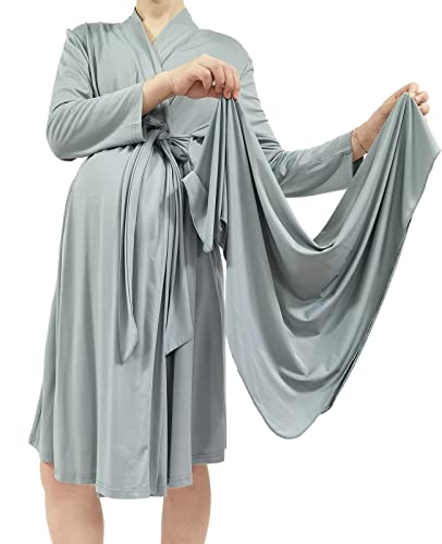 Mommy Robe for Maternity with Matching Swaddle Blanket Girls Boys, Delivery Labor Robe for Hospital Women Dress - color: A32 Robe+swaddle+headband+hat, size: Medium