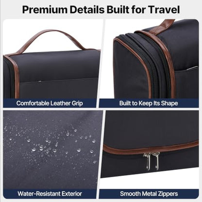 ZAHNI Men’s Hanging Toiletry Bag, Large Capacity Toiletry Organizer - color: Black