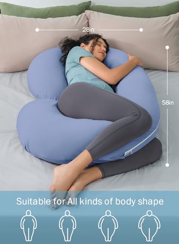 INSEN Cooling Pregnancy Pillow, Maternity Pillow for Pregnant Women, Bright Blue - color: Bright Blue