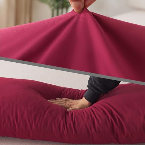 WhatsBedding Memory Foam Body Pillow with Cover, Long Bed Pillow for Adults - color: White Pillow+ Burgundy Red Pillowcase