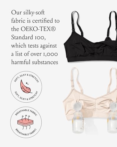 Bodily Do Anything Nursing Bra for Breastfeeding & Hands-Free Pumping - color: Black, size: Large