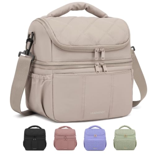 Breastmilk Cooler Bag, 12L Double Deck with Detachable Divider - color: Khaki-Line