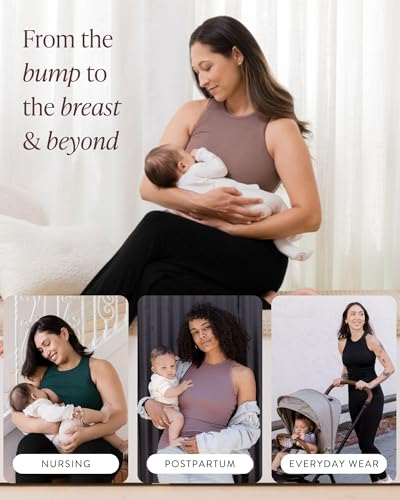 Kindred Bravely Ribbed Racerback Nursing Tank Top for Breastfeeding - color: Black, size: Medium